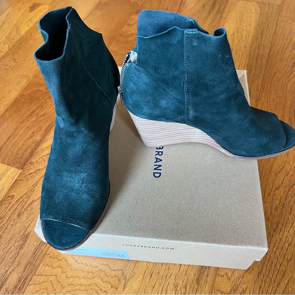 Lucky Brand Dark Green. Ankle Booties. New. Never Worn